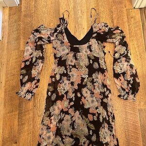 Raga Floral Spaghetti Strap Off Shoulder Long Sleeve Summer Midi/Maxi Dress FF